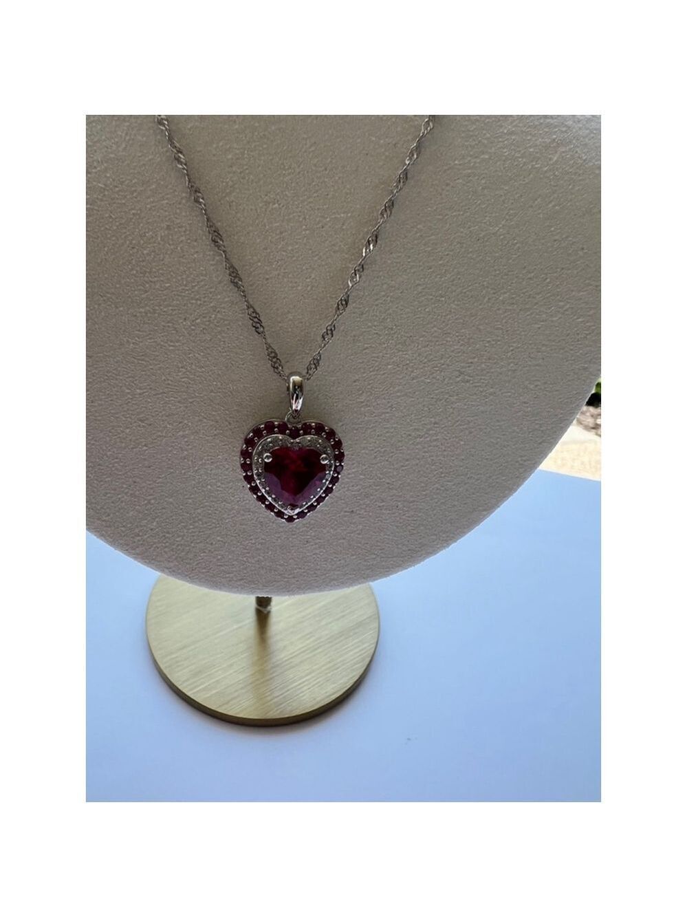 Women's Unbranded Heart Pendant Necklace Pink Silver 22in